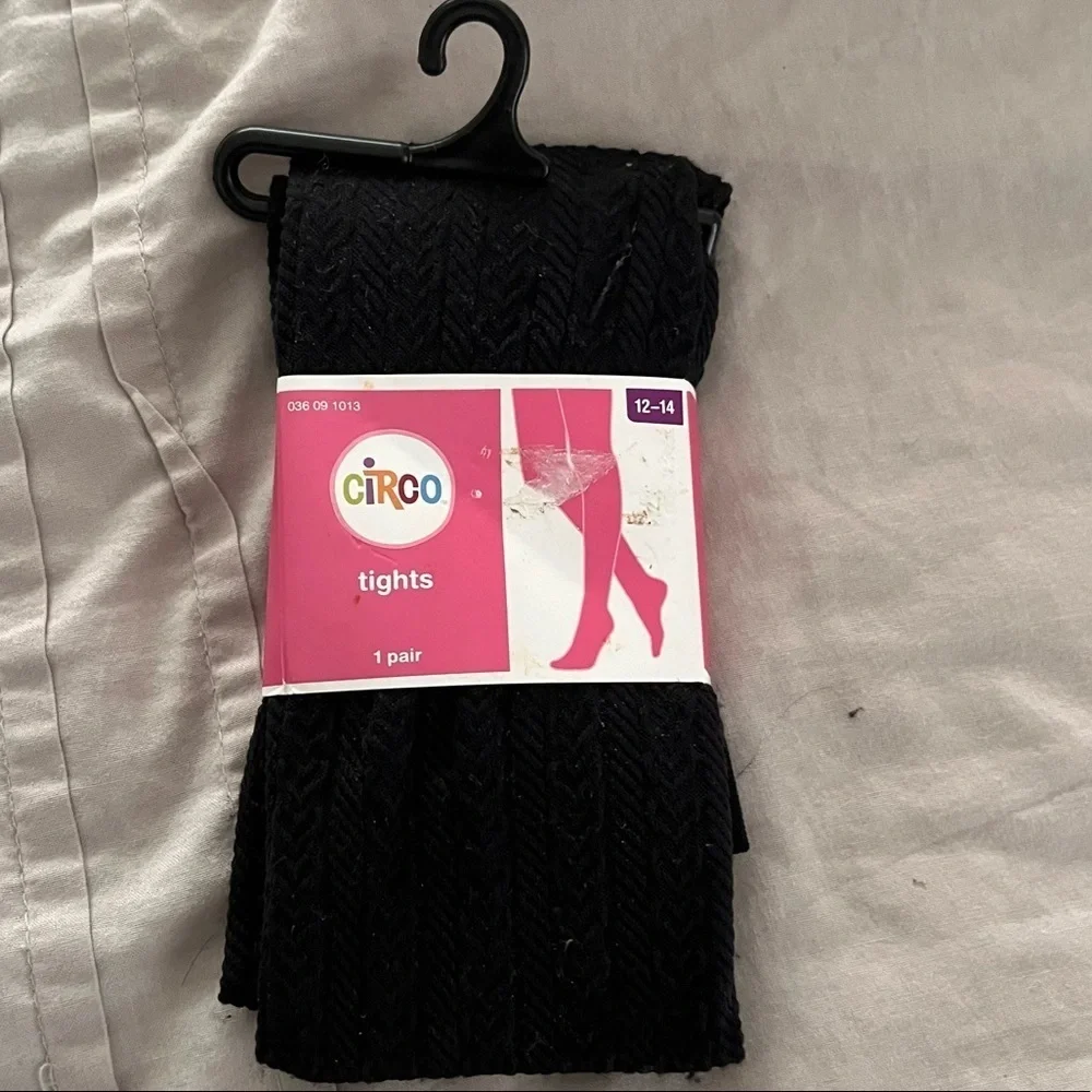 NWT 2 sets black tights girls 12/14 Circo  freestyle danskin dance heart